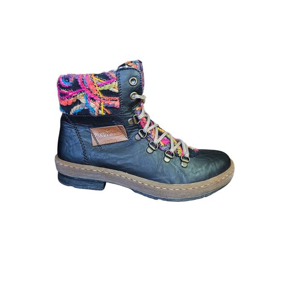 Rieker Felicitas Wool Lined Black Ankle Boots Side Zip 6.5 /37  EUC - Picture 2 of 10